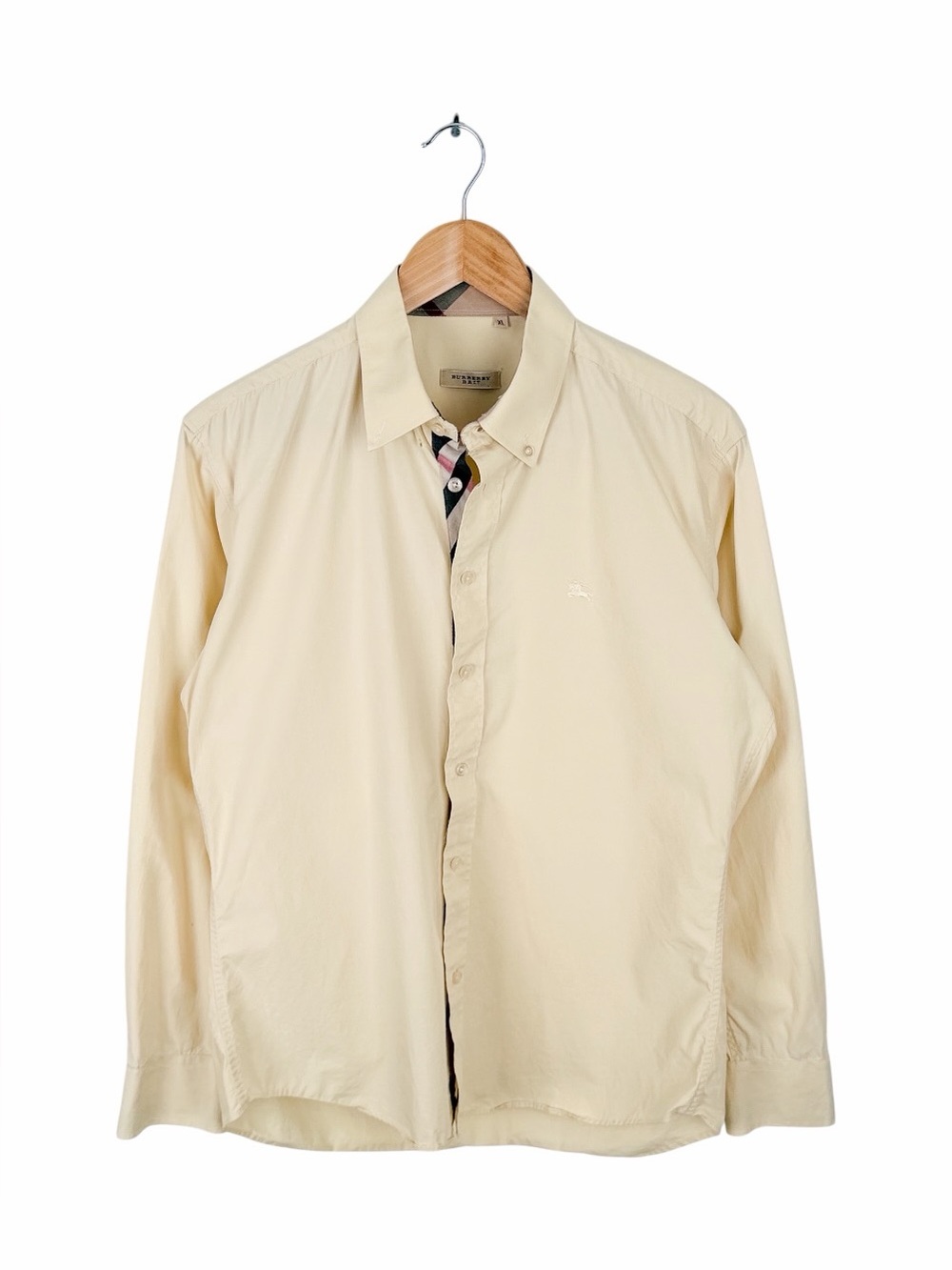 Burberry Brit Mens XL Beige Oxford Button Up Shirt Nova Check Cotton